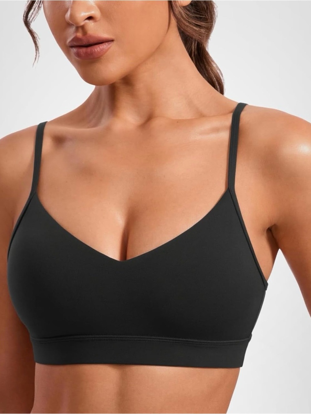 CRZ YOGA Black and White Butterluxe V-Neck Sports Bras - Set of 2 - Picture 5 of 10